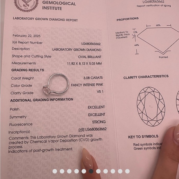 3.08 carat fancy vivid pink oval diamond engagement ring solitaire hidden halo - Picture 6 of 10